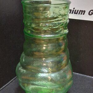 Vintage Green Uranium Glass Vase - Catalonian Style Art Deco 1930s